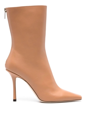 Jimmy Choo Agathe 100mm pointed-toe boots - Neutrals