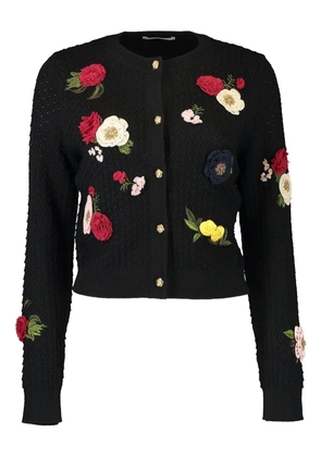 alice + olivia Dollie floral-appliqué cardigan - Black