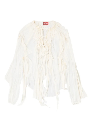 Diesel C-Lassy ruffled lace-up blouse - White