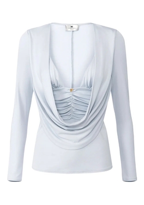 Elisabetta Franchi draped-detail long-sleeve blouse - Blue