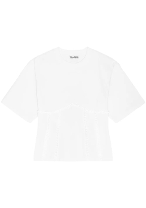 GANNI appliqué-detail T-shirt - White