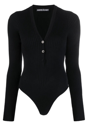 ANDREĀDAMO long-sleeve ribbed-knit bodysuit - Black