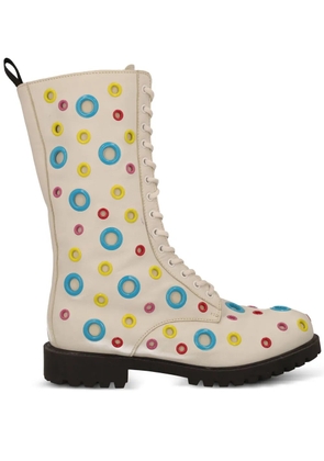 Moschino Pre-Owned lace-up biker boots - White