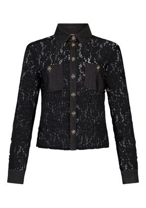 LIU JO lace denim-panelled shirt - Black