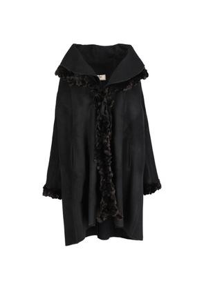 Fendi Pre-Owned textured-trim coat - Black