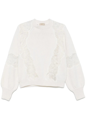 Elie Saab lace-detail sweater - White