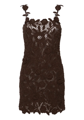 Blumarine floral-crochet cotton-blend minidress - Brown