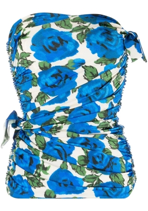 Philosophy Di Lorenzo Serafini floral-print strapless top - Blue