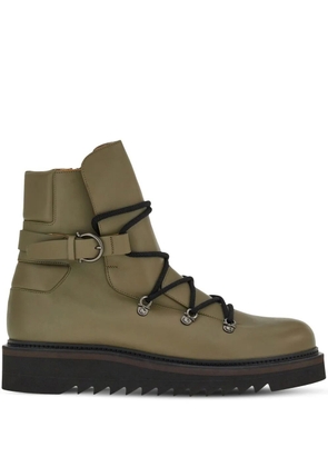 Ferragamo round-toe leather boots - Green