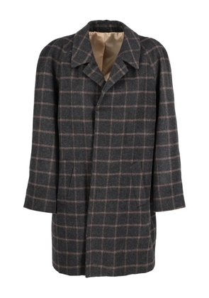 Vintage checked notched-collar wool coat - Grey
