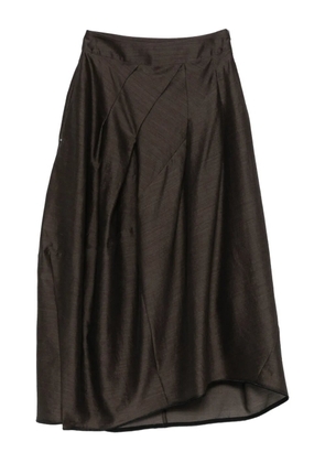 High pleated panel midi skirt - Brown
