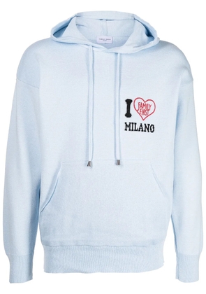 Family First logo-print hoodie - Blue