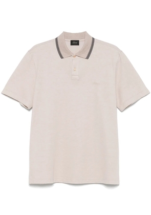 Brioni logo-embroidered polo shirt - Neutrals