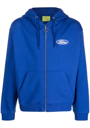 Sky High Farm slogan-print zip-up hoodie - Blue