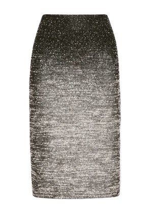 Oscar de la Renta ombré-effect bouclé midi skirt - Black