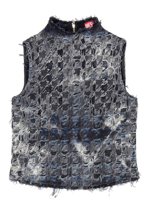 Diesel houndstooth denim vest - Blue