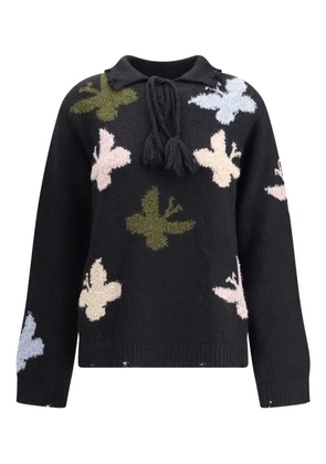 Baziszt Bowrain tassel butterfly sweater - Black