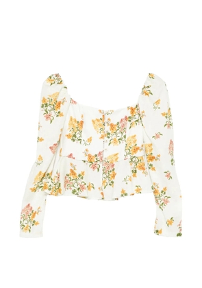 Agua By Agua Bendita Bromelia Cordillera floral corset top - White