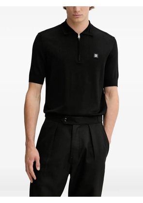 HUGO zip logo polo shirt - Black