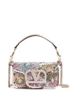 Valentino Garavani small Locò floral-embroidered tote bag - Neutrals