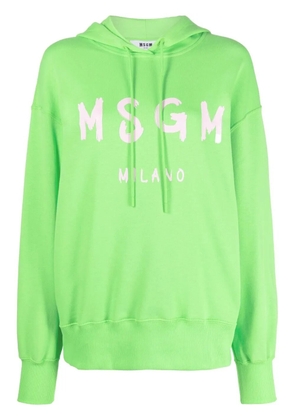 MSGM logo-print cotton hoodie - Green