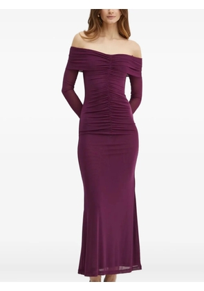 Bardot off-shoulder ruched maxi dress - Purple