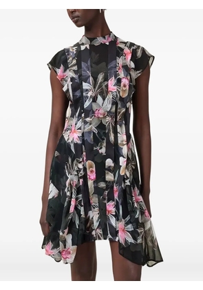 AllSaints floral-print pleated dress - Black