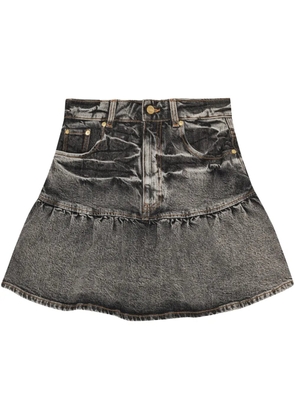 GANNI whiskering-effect mini skirt - Black