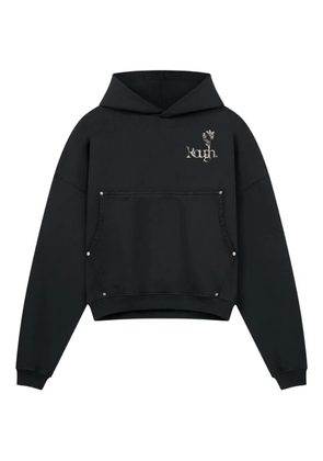 ROUGH. floral-print pocket hoodie - Black