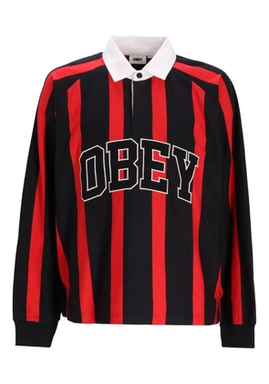 Obey striped long-sleeve polo shirt - Black