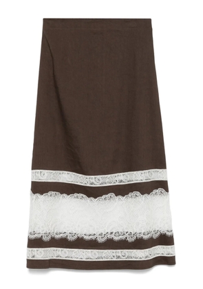 Lorena Antoniazzi lace-detail midi skirt - Brown