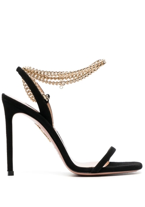 Aquazzura 116mm chain-link suede pumps - Black