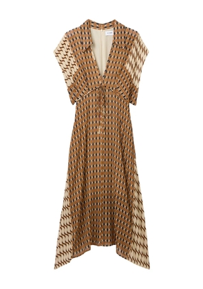 St. John mosaic-print tie-neck dress - Brown