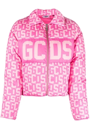 GCDS logo-print padded jacket - Pink