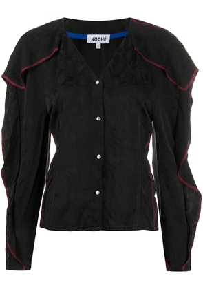 Koché ruffle-trimmed jacquard shirt - Black