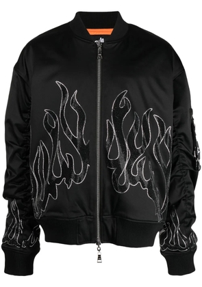 Haculla flame-print zipped bomber jacket - Black