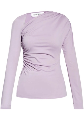 Victoria Beckham asymmetric-neck ruched top - Purple