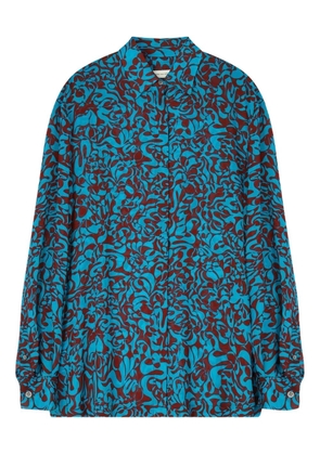 DRIES VAN NOTEN turquoise print loose shirt - Blue