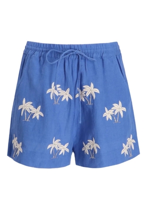 Benaras By Citrus palm-tre linen shorts - Blue