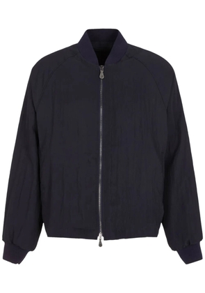 Giorgio Armani zip-up crinkled bomber jacket - Blue