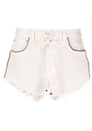 Alanui fringed denim shorts - Neutrals