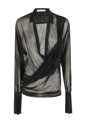 FRANCESCO MURANO draped long-sleeve blouse - Black