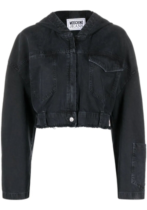 MOSCHINO JEANS cropped denim hooded jacket - Black