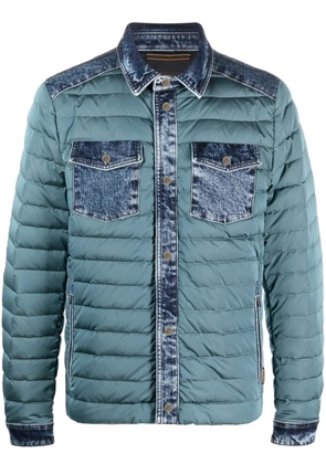 Moorer denim-trim padded jacket - Blue