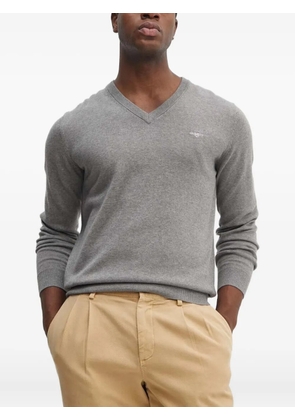 Gant v-neck logo-embroidered sweater - Grey