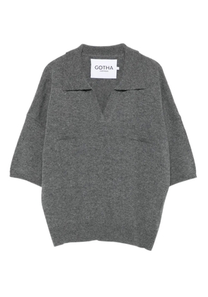 Gotha v-neck polo top - Grey