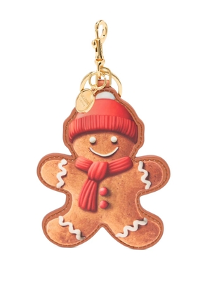 Moschino gingerbread-print keyring - Brown