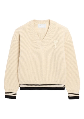 AMI Paris Ami De Coeur V-neck sweater - Neutrals