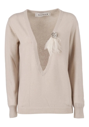 Shirtaporter crystal-embellished top - Neutrals