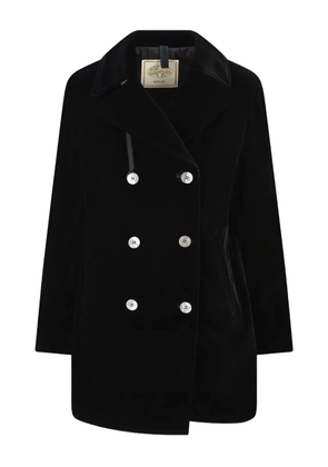 Camplin double-breasted velvet coat - Black
